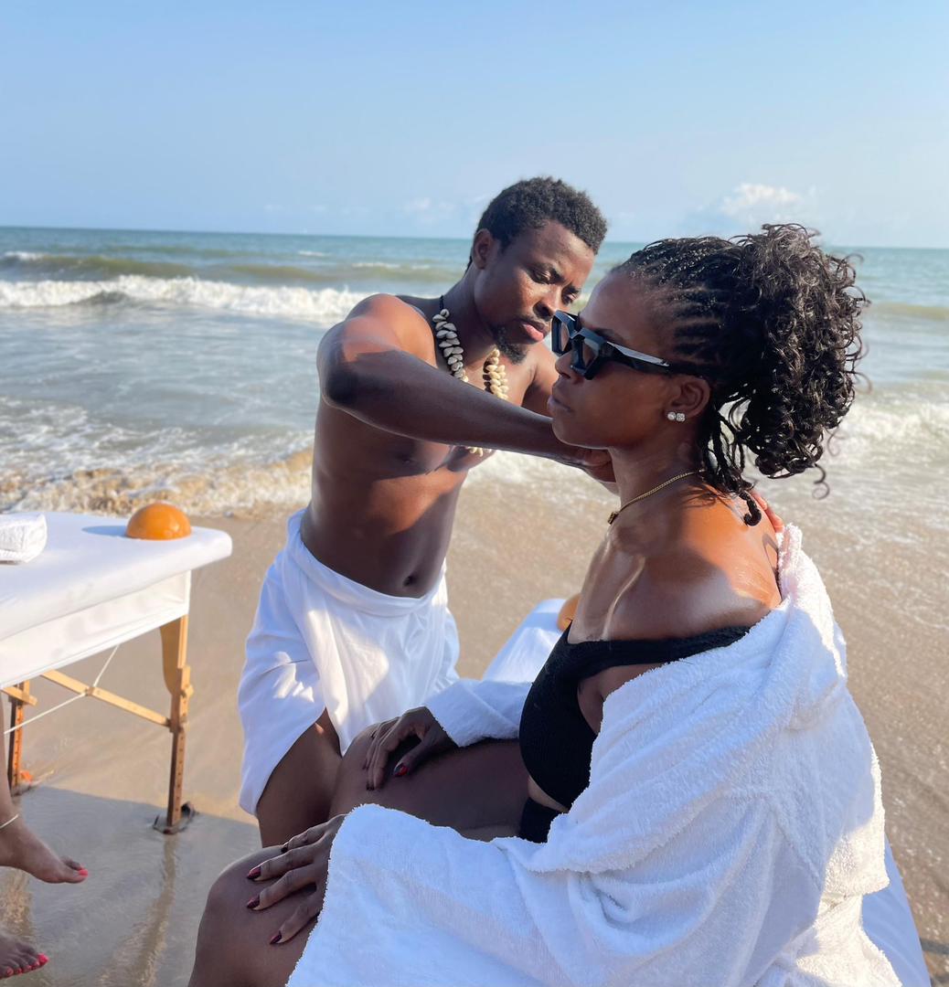 Therapist performing a massage technique