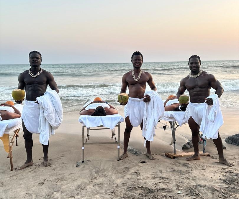 Serene massage room with soft lighting
